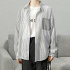 Long-sleeve Striped Shirt Gray - One Size