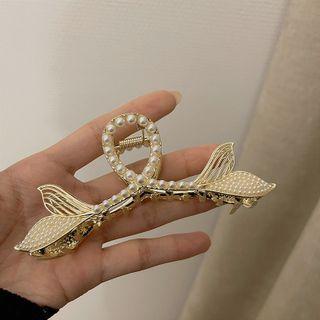 Mermaid Tail Faux Pearl Alloy Hair Clip Silver - One Size