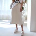 Drawstring-waist Napped A-line Skirt