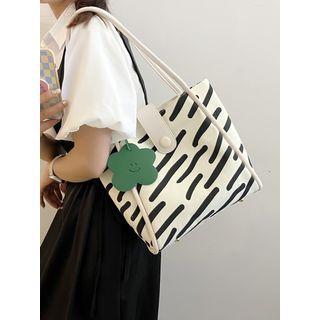Print Canvas Shoulder Bag Off-white - One Size