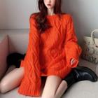 Oversized Knit Sweater Tangerine - One Size