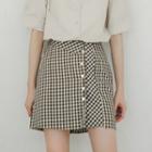 Gingham Buttoned A-line Mini Skirt