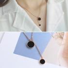 Disc Pendant Necklace 1 Pc - Necklace - Rose Gold - One Size