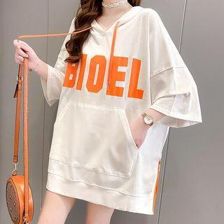 Oversized Lettering Hooded T-shirt