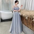 Floral Embroidered A-line Mesh Evening Gown (various Designs)