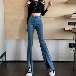 Slited Boot-cut Skinny Jeans