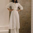 Stand-collar Tie-waist Button Trench Coat