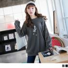 Plaid Raglan Sleeve Print T-shirt