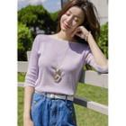 Boatneck Piped Knit Top