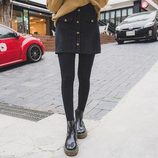 Button-front Textured Skirt