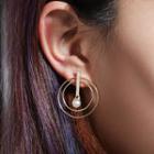 Faux Pearl Alloy Hoop Earring 1 Pair - 6849a - One Size