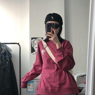 Long-sleeve Printed Sweatshirt Rose Pink - One Size