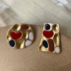 Non-matching Irregular Alloy Paint Palette Earring 1 Pair - E506 - Palette - One Size