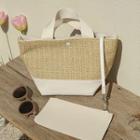 Woven-panel Tote Bag With Pouch
