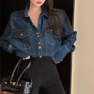 Retro Denim Shirt Dark Blue - One Size