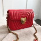Heart Quilted Faux Leather Crossbody Bag