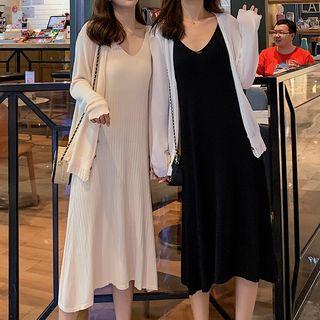 Sleeveless Knit Midi Dress / Cardigan