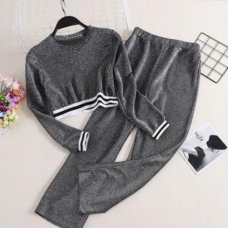 Set: Glitter Crop Pullover + Sweatpants