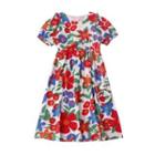 Set: Short-sleeve Floral Print Midi Dress + Crossbody Bag