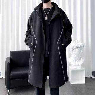 Stand Collar Zip-up Long Coat