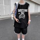 Set: Bear Print Tank Top + Shorts