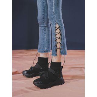 Lace Up-hem Skinny Jeans