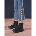 Lace Up-hem Skinny Jeans
