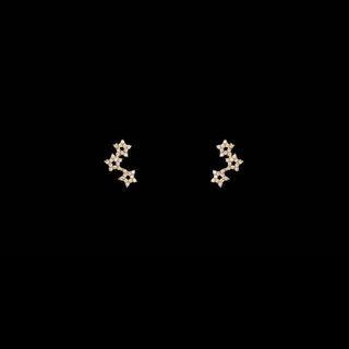 Rhinestone Star Earring 1 Pair - S925 Silver Stud Earrings - Gold - One Size