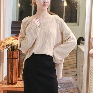 Cutout Shoulder Long-sleeve Knit Sweater