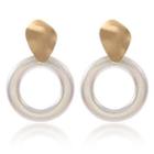 Alloy Resin Hoop Dangle Earring 1 Pair - Ez345jin - Gold & White - One Size