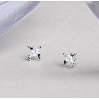 925 Sterling Silver Rhinestone Earring 1 Pair - 925 Silver - One Size