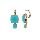 Fashion Simple Plated Gold Geometric Blue-green Cubic Zirconia Earrings Golden - One Size