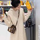 Long-sleeve Cable Knit Hooded Shift Knit Dress