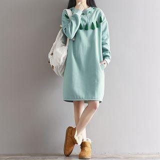Tasseled Embroidered Pullover Dress