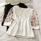 Patchwork Embroidered Half-sleeve Blouse
