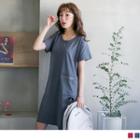 Hoop Zipper Pocket Short Sleeve Dress