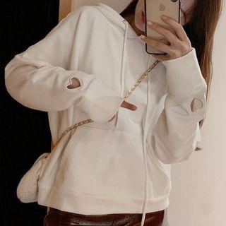 Cut-out Heart Hoodie Love Heart - One Size