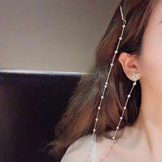 Non-matching Faux Pearl Alloy Star Dangle Earring 1 Pair - Gold - One Size