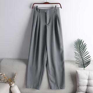 High-waist Plain Button Harem Dress Pants