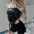 Applique Tube Top Black - One Size