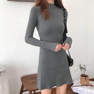 Mock-neck A-line Minidress
