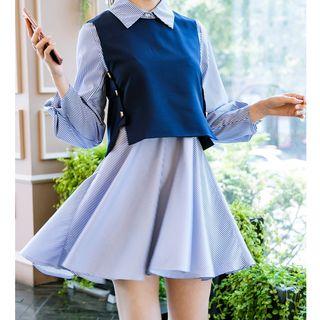 Set: Long-sleeve Dress + Vest