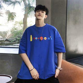 Planet-print Loose-fit T-shirt