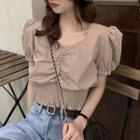 Square Neck Puff Sleeve Cropped Blouse