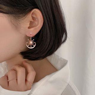 Rhinestone Star & Crescent Drop Earring 1 Pair - Rose Gold - One Size