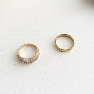 Rhinestone Ring Rhinestone - Gold - No. 7