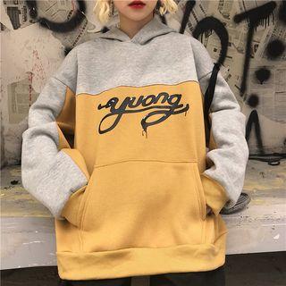 Lettering Hoodie Gray & Khaki - One Size