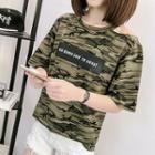 Camouflage Short-sleeve Cut Out T-shirt