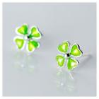 925 Sterling Silver Clover Earring 1 Pair - S925 Silver - Green - One Size