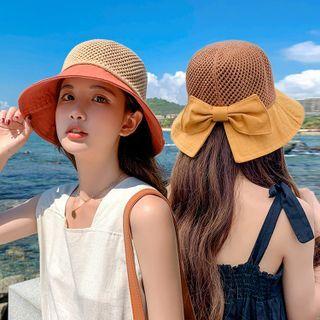 Straw Panel Bow Bucket Hat